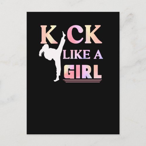 Karate Taekwondo Jiu Jitsu Girl Fighting Fun Postcard