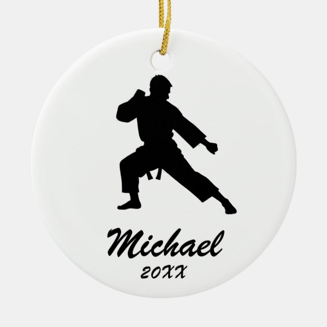 Karate / Taekwondo / judo Personalized Christmas Ceramic Ornament (Front)