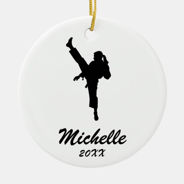 Karate / Taekwondo / judo Personalized Christmas Ceramic Ornament (Front)
