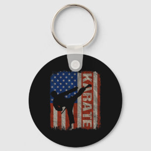 Karate Taekwondo Usa American Flag Vintage 4th Of  Keychain