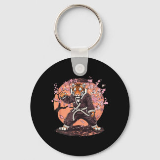 Karate Tiger Sakura Flowers Taekwondo Jiu-Jitsu Keychain