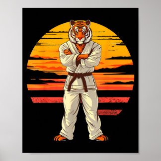 Karate Tiger Sunset Jiu-Jitsu Taekwondo Mma Tiger Poster