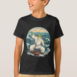 Karate Toad Taekwondo Beach Sunset Martial Arts T-Shirt