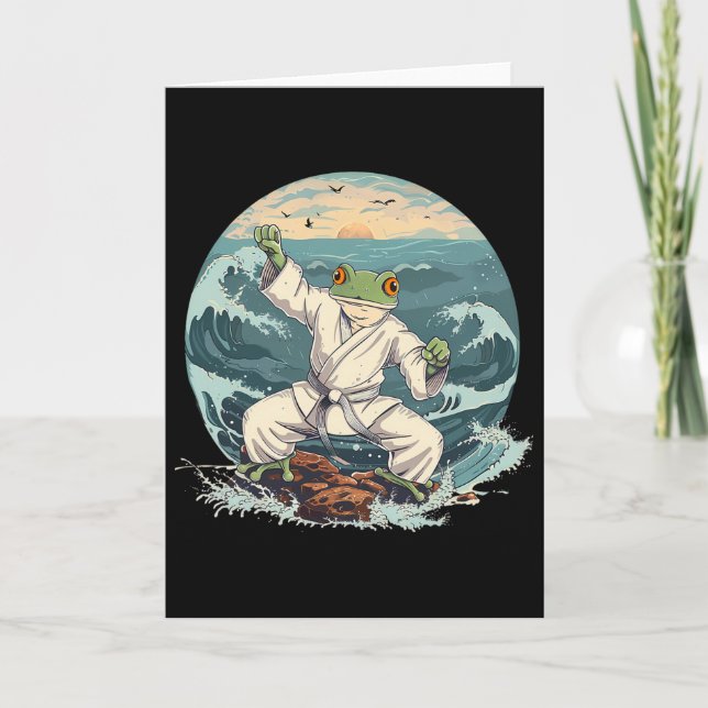 Karate Toad Taekwondo Beach Sunset Martial Arts To Card (Front)