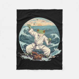 Karate Toad Taekwondo Beach Sunset Martial Arts To Fleece Blanket