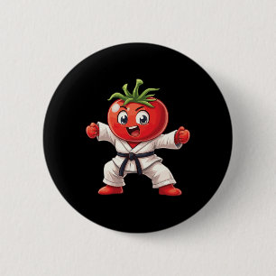 Karate Tomato Judogi Power Funny Martial Arts Desi Button