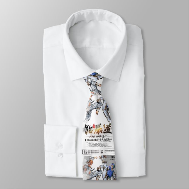Karate Tournament Poster Neck Tie (Tied)