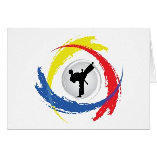 Karate Tricolor Emblem Cards (Front Horizontal)