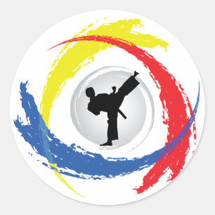 Karate Tricolor Emblem Classic Round Sticker