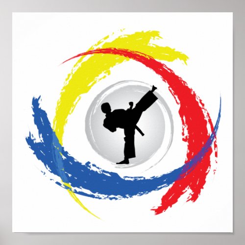 Karate Tricolor Emblem Poster