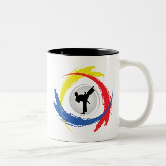 Karate Tricolor Emblem Two-Tone Coffee Mug