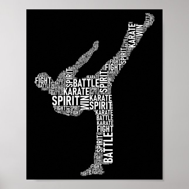 Karate Typography - Martial Arts Coach Comt Self D Poster (Front)