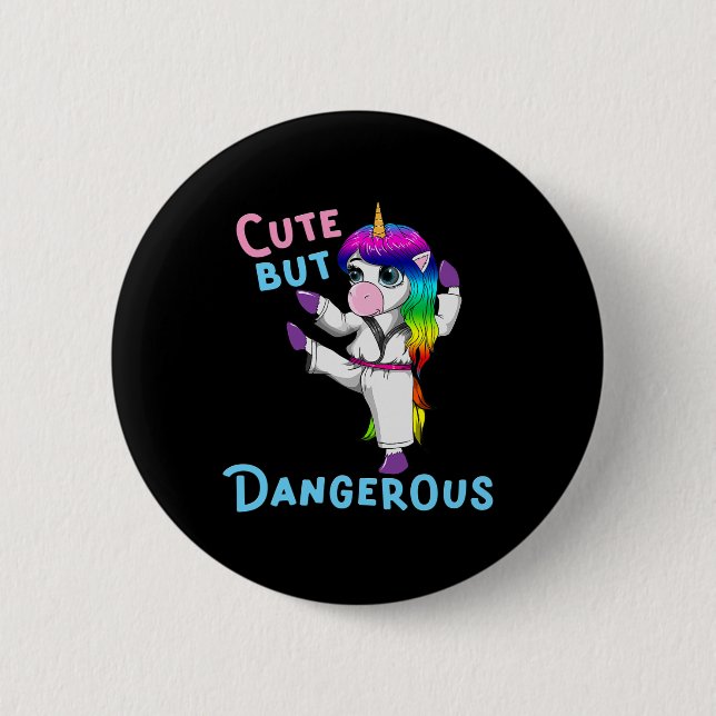 Karate Unicorn Kickboxing Martial Arts Jiu Jitsu F Button (Front)