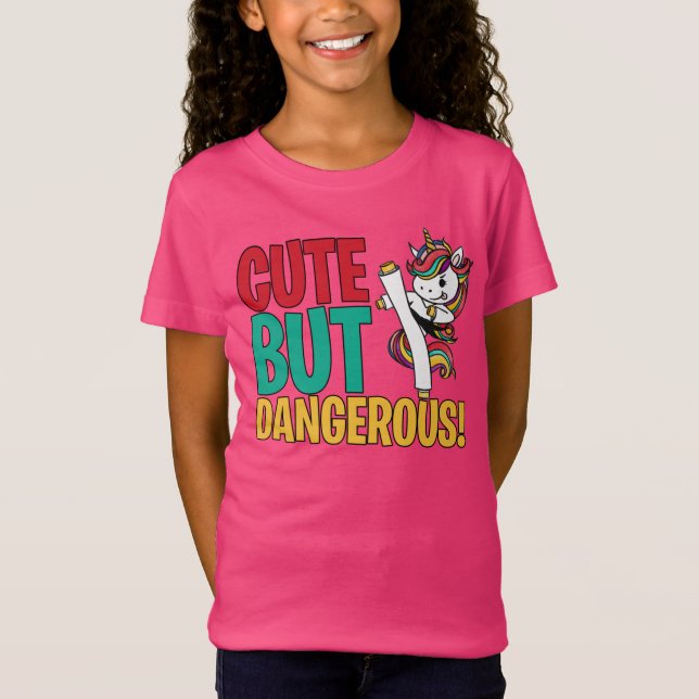 Karate Unicorn Taekwondo Cute But Dangerous Funny T-Shirt (Front)