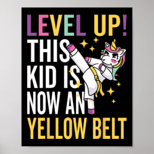Karate Uniform Unicorn Level Up Yellow Belt Award Poster