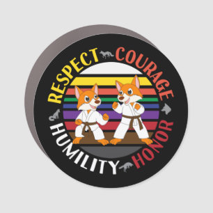 Karate Values - Cute Sparring Fox Silhouettes Car Magnet