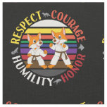Karate Values - Cute Sparring Fox Silhouettes Fabric