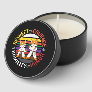 Karate Values - Cute Sparring Fox Silhouettes Mini Candle Favors
