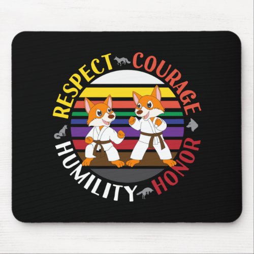 Karate Values _ Cute Sparring Fox Silhouettes Mouse Pad