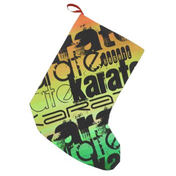 Karate; Vibrant Green  Orange  & Yellow Small Christmas Stocking by ColorStock at Zazzle