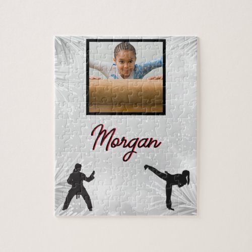 Karate Winter Wonder Personalized Photo  Name  Jigsaw Puzzle