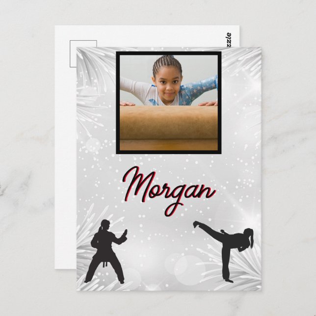 Karate Winter Wonder Personalized Photo & Name   Postcard (Front/Back)