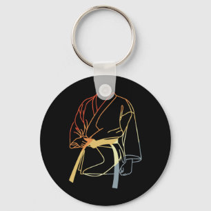 Karateka Drawing Vintage Look Karate Teacher  Keychain