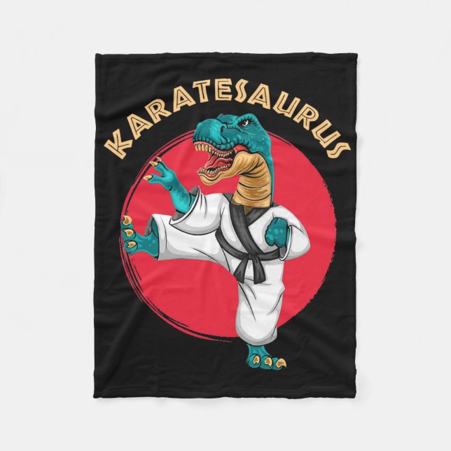 Karatesaurus Funny Karate Dinosaur  Fleece Blanket (Front)