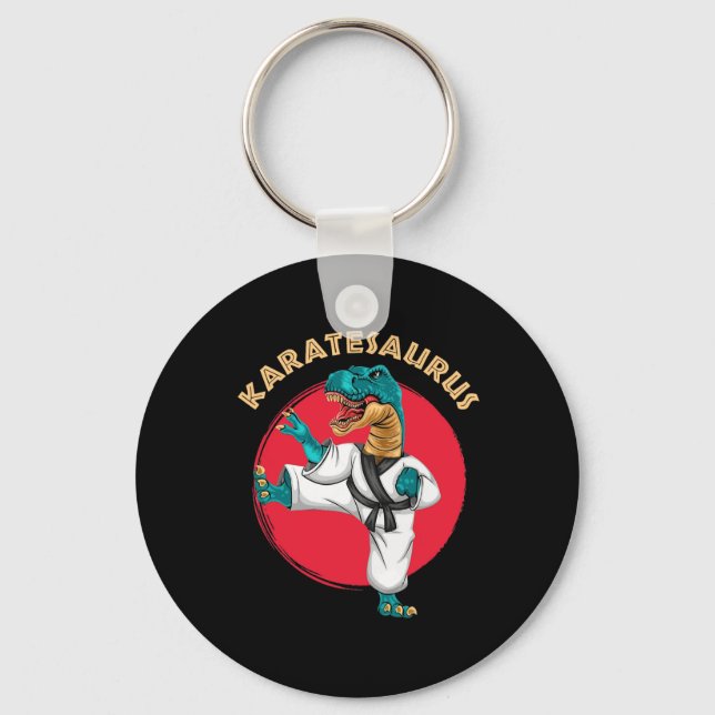 Karatesaurus Funny Karate Dinosaur  Keychain (Front)