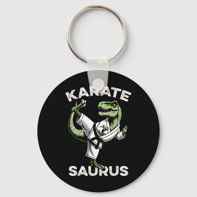 Karatesaurus T-rex Karate Dino Funny Dinosaur Mart Keychain (Front)