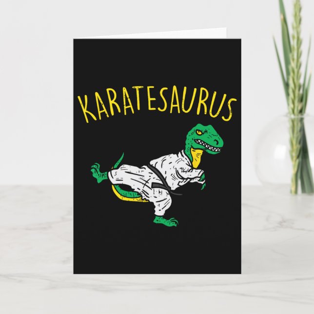 Karatesaurus Trex Karate Funny Dinosaur Martial Ar Card (Front)