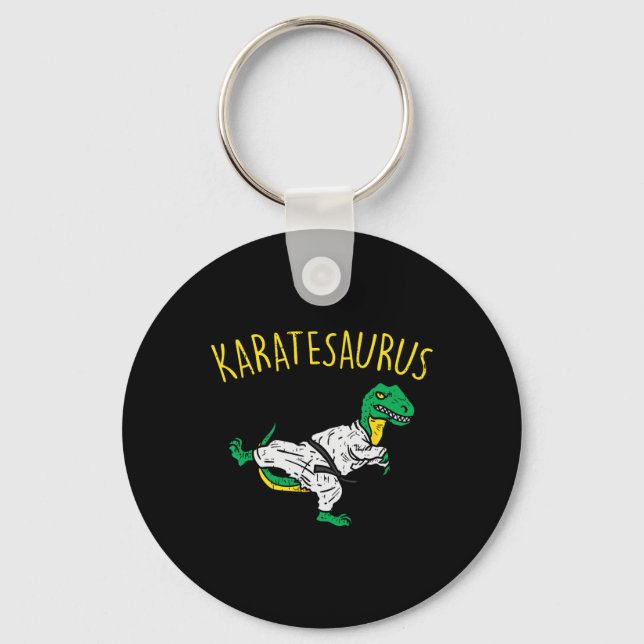Karatesaurus Trex Karate Funny Dinosaur Martial Ar Keychain (Front)