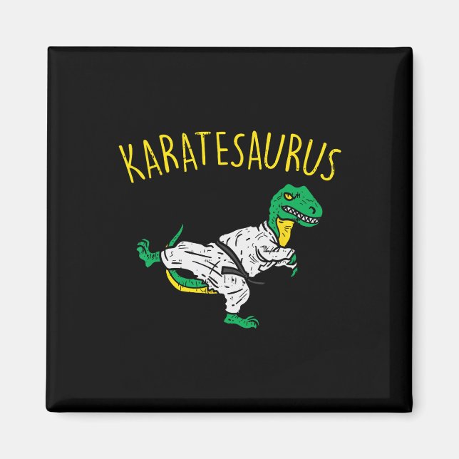 Karatesaurus Trex Karate Funny Dinosaur Martial Ar Magnet (Front)