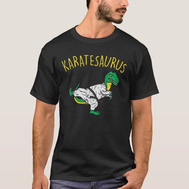 Karatesaurus Trex Karate Funny Dinosaur Martial Ar T-Shirt (Front)
