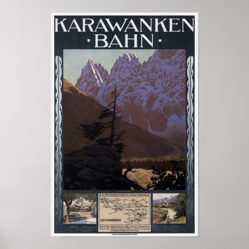Karawankenbahn Austria Vintage Poster 1908