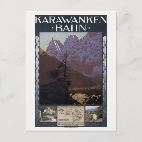 Karawankenbahn Austria Vintage Poster 1908 Postcard