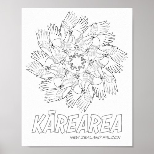 Kārearea NZ Falcon Mandala Poster