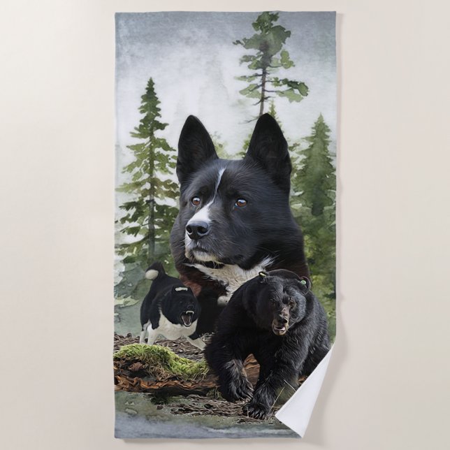 Karelian Bear Dog      Beach Towel (Front)
