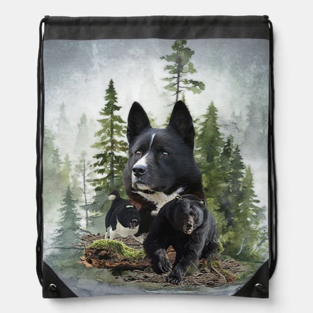 Karelian Bear Dog       Drawstring Bag (Front)