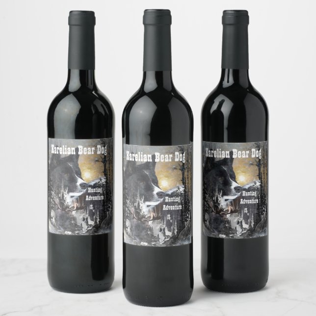 Karelian Bear Dog  Wine Label (Bottles)