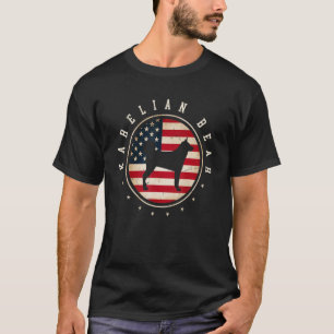 Karelian Bear Usa Flag 4th July Dog Mom Dad T-Shirt