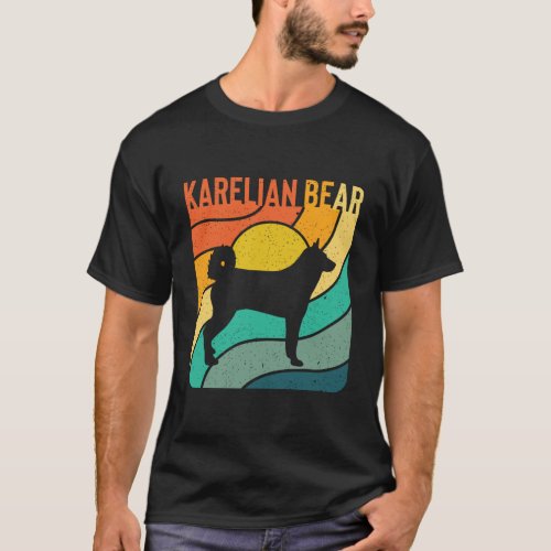 Karelian Bear Vintage Retro Dog Mom Dad Gift T_Shirt