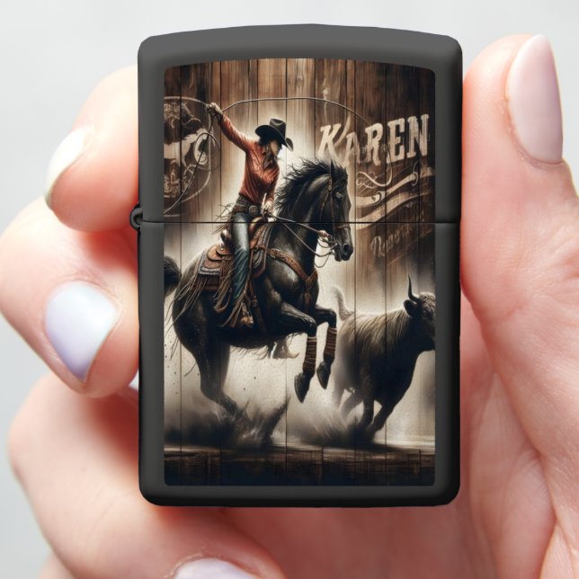 Karen Cowgirl's Rodeo Showdown Zippo Lighter (In Hand)
