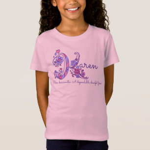 Karen girls name meaning K monogram hearts T-Shirt