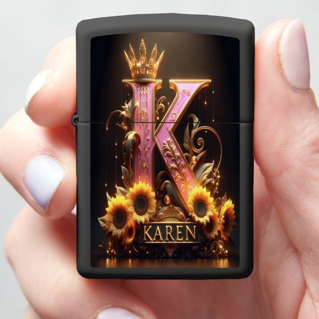 Karen Golden K With Sunflowers Zippo Lighter (In Hand)