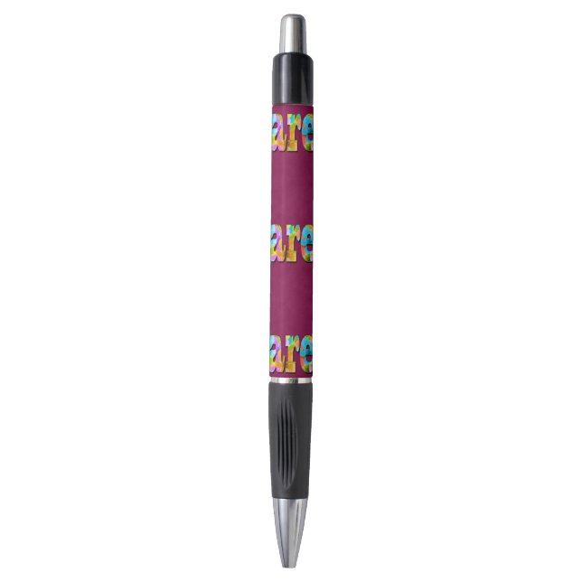 Karen Name Logo With Blossoms, Black Ink Pen (Front Vertical)