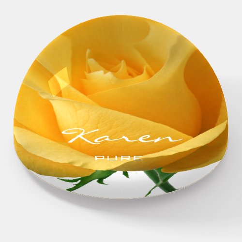 Karen NAME MEANING Gift Yellow Rose Flower Paperweight