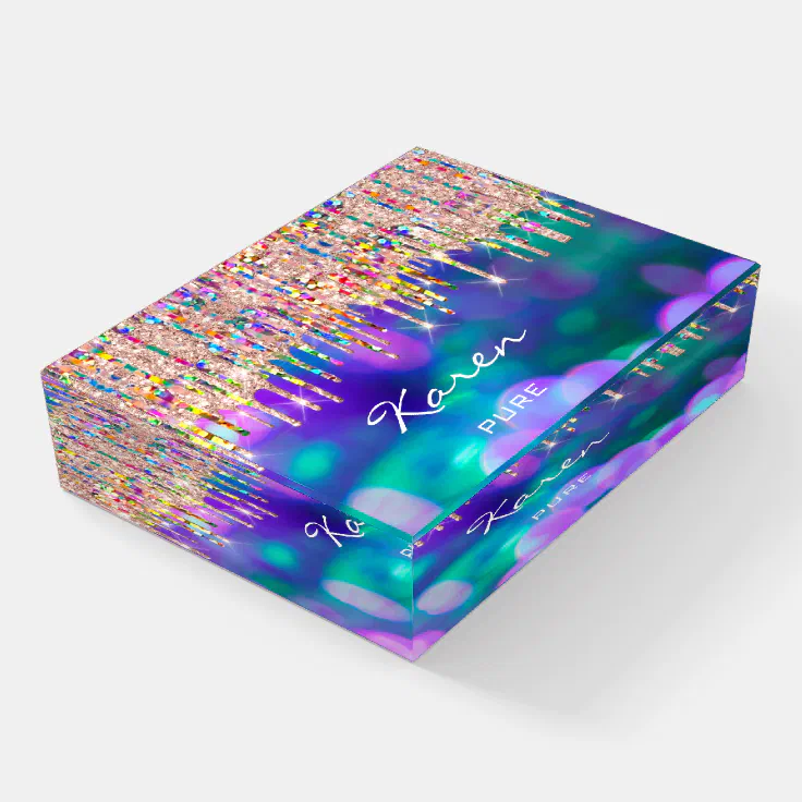 Karen NAME MEANING Holograph Place Sign Navy Paperweight Zazzle