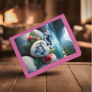 Karen's Heart Stone by the River Trifold Wallet