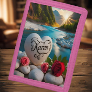 Karen's Heart stone River Sunset Trifold Wallet